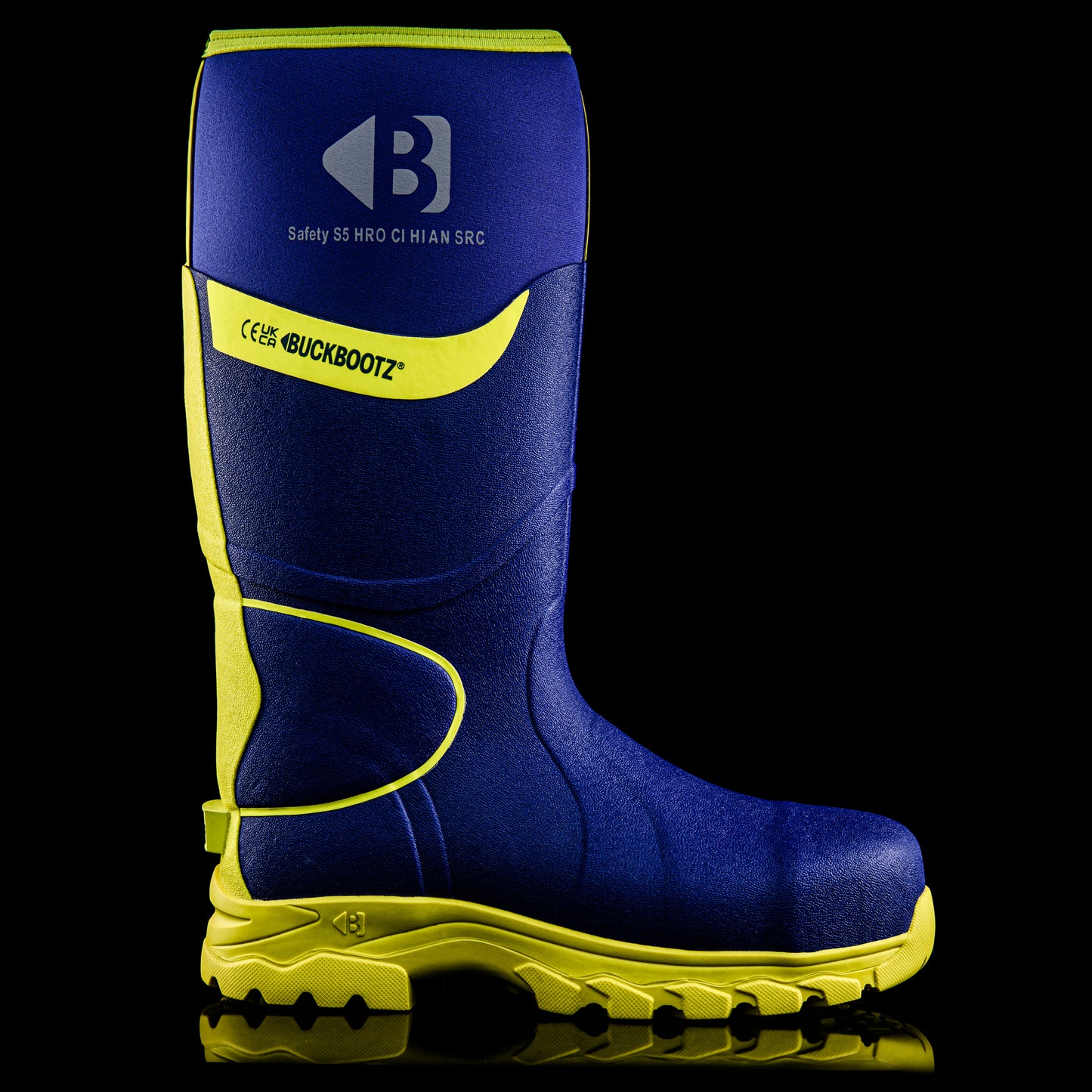 BBZ8000 BL YL Safety Safety Wellington Boot - Blue Hi Vis Yellow