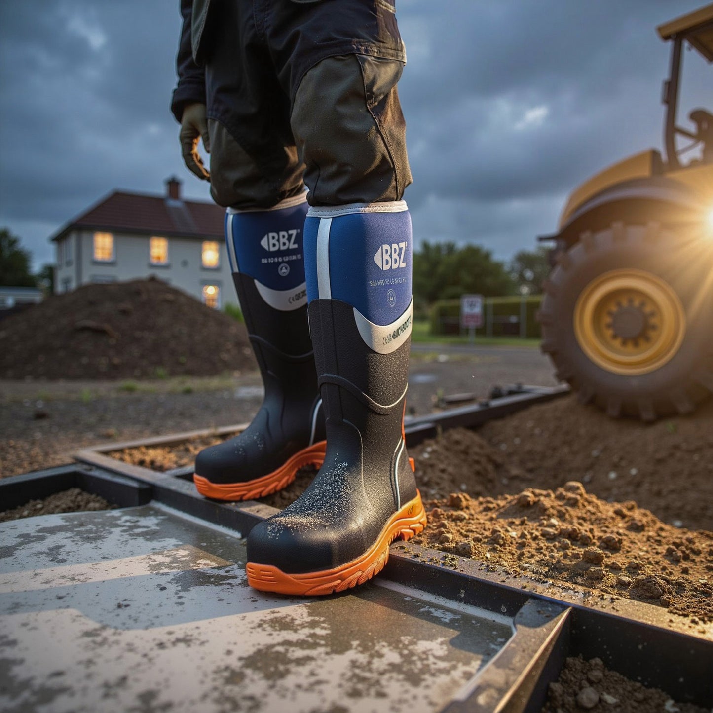 BBZ6000 BL NM Safety Safety Wellington Boot - Blue HI Vis Orange