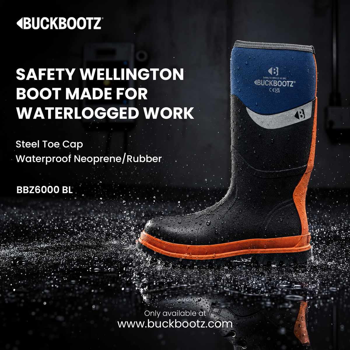 BBZ6000 BL Safety Safety Wellington Boot - Blue Orange Trim