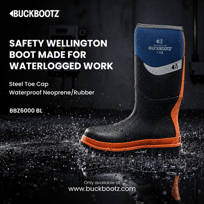 BBZ6000 BL Safety Safety Wellington Boot - Blue Orange Trim