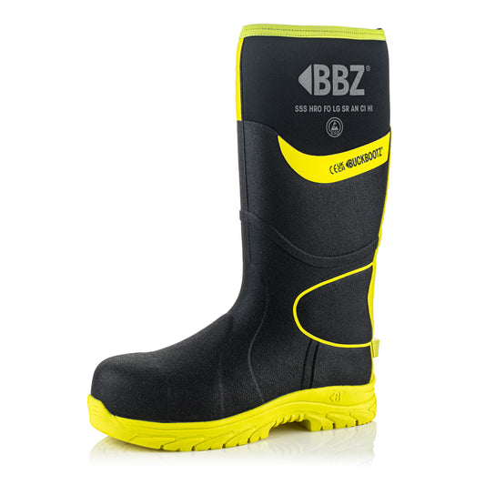 BBZ8000 BK YL Safety Safety Wellington Boot - Black HI Vis Yellow