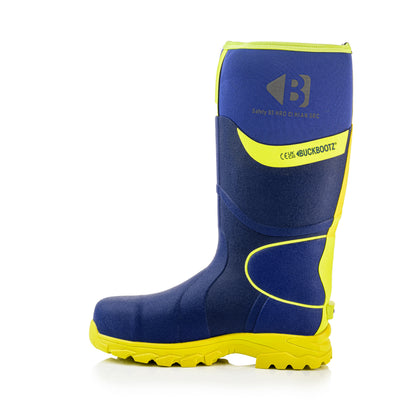 BBZ8000 BL YL Safety Safety Wellington Boot - Blue Hi Vis Yellow