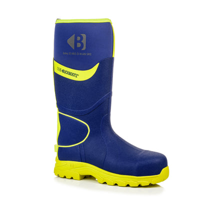 BBZ8000 BL YL Safety Safety Wellington Boot - Blue Hi Vis Yellow