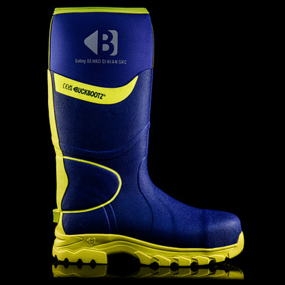BBZ8000 BL YL Safety Safety Wellington Boot - Blue Hi Vis Yellow