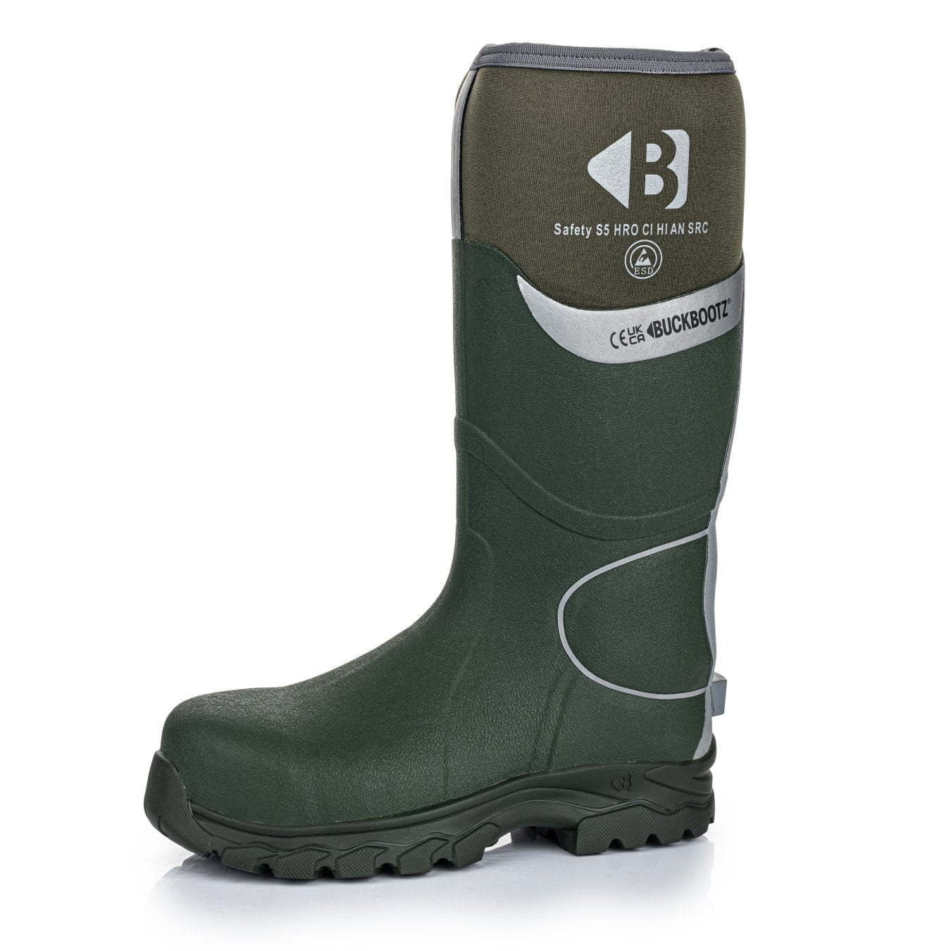 BBZ8000GR Safety Safety Wellington Boot, Green | Buckbootz