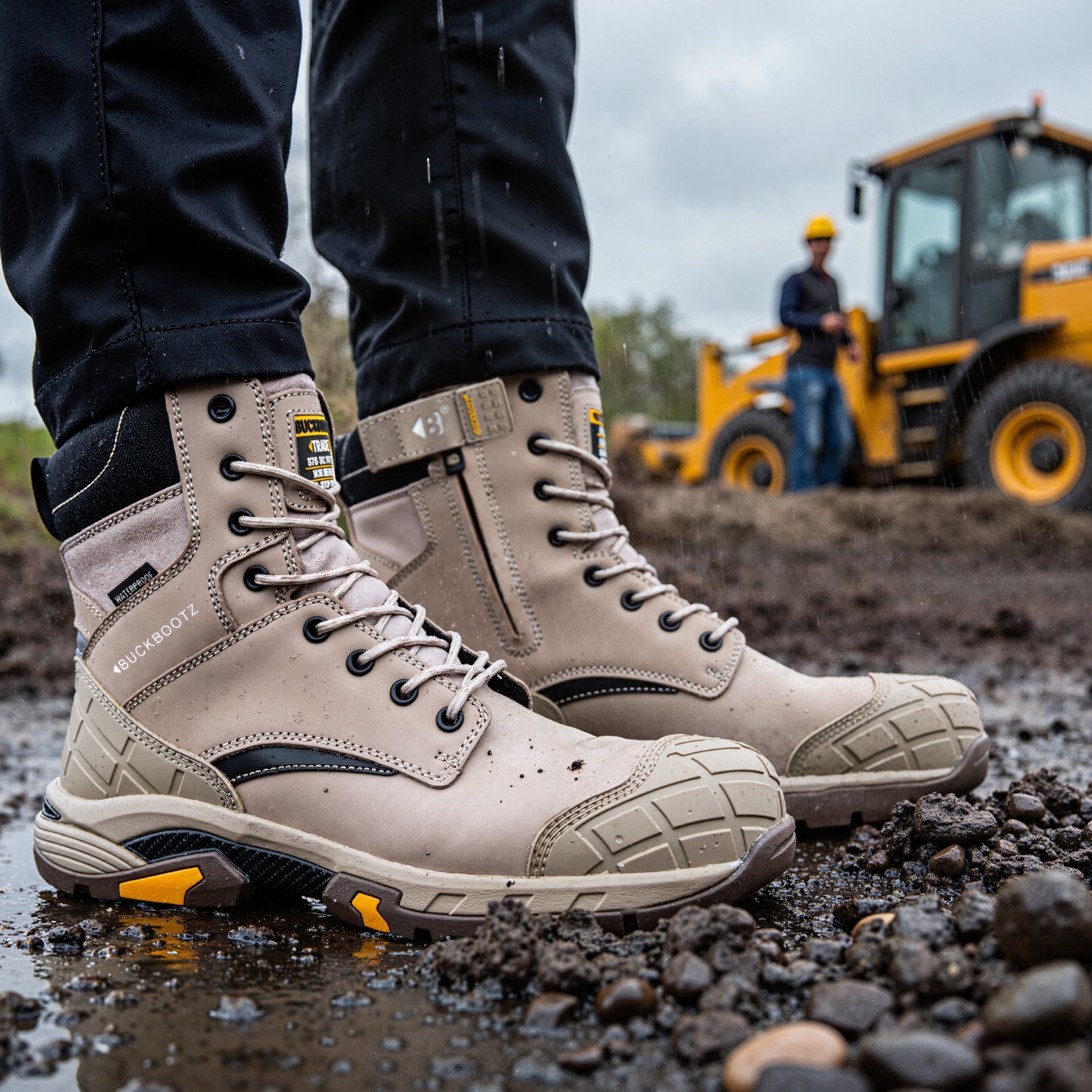 BLASTZSTN Tradez High Leg Lace/Zip Boot - Stone | Buckbootz
