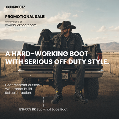 BSH009 BK Buckshot Lace Boot - Black Crazy Horse