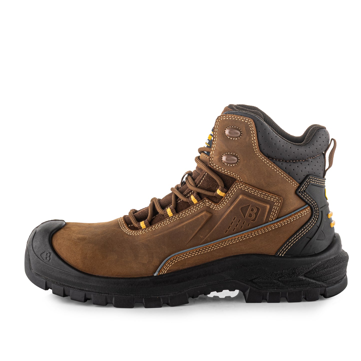 Buckbootz BSH016 BR Buckshot Safety Lace Boot, Dark Brown Leather