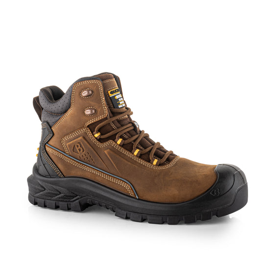 Buckbootz BSH016 BR Buckshot Safety Lace Boot, Dark Brown Leather