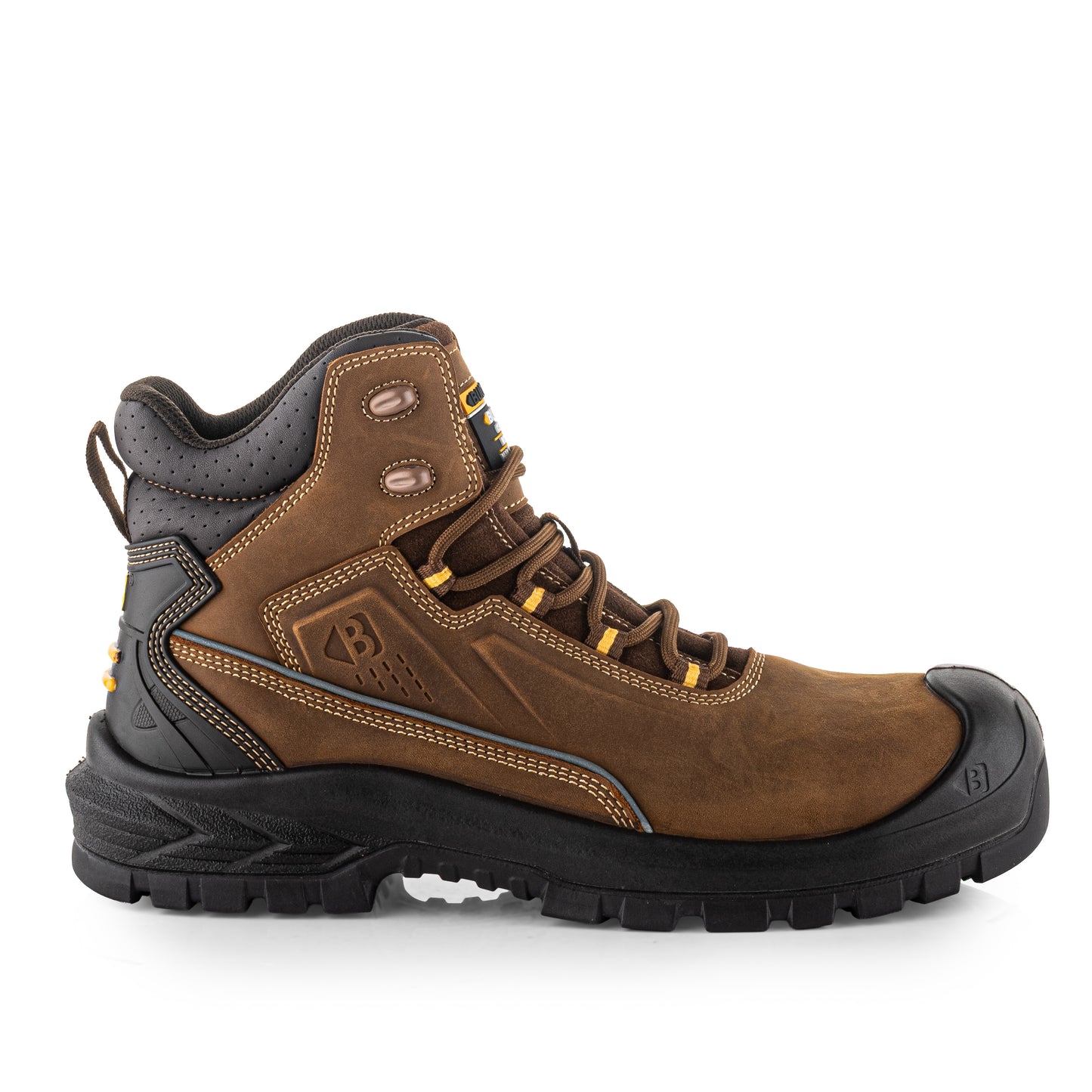 Buckbootz BSH016 BR Buckshot Safety Lace Boot, Dark Brown Leather