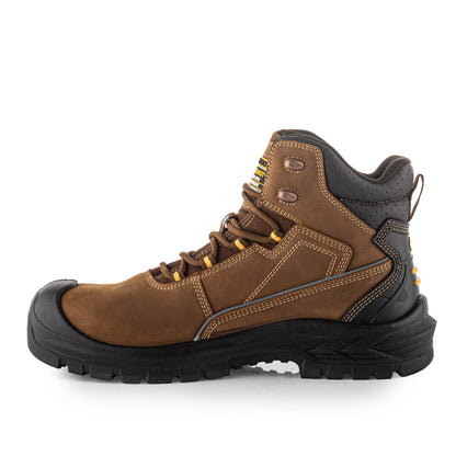 Buckbootz BSH016 BR Buckshot Safety Lace Boot, Dark Brown Leather