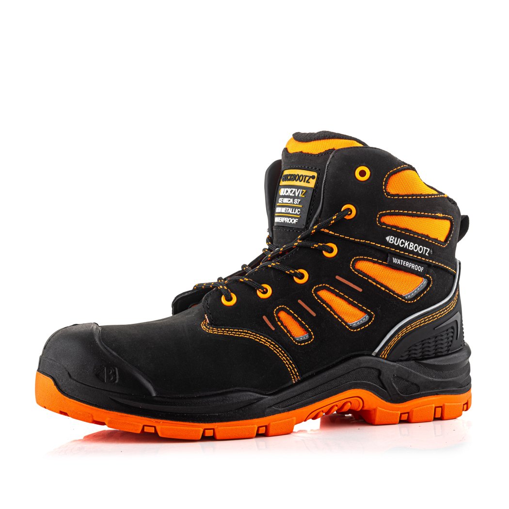 BVIZ2BKOR Lace Boot - Black HI Vis Orange | Buckbootz