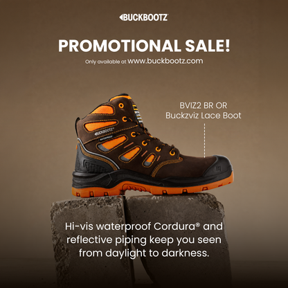 BVIZ2 BR OR Buckzviz Lace Boot - Brown HI Viz Orange