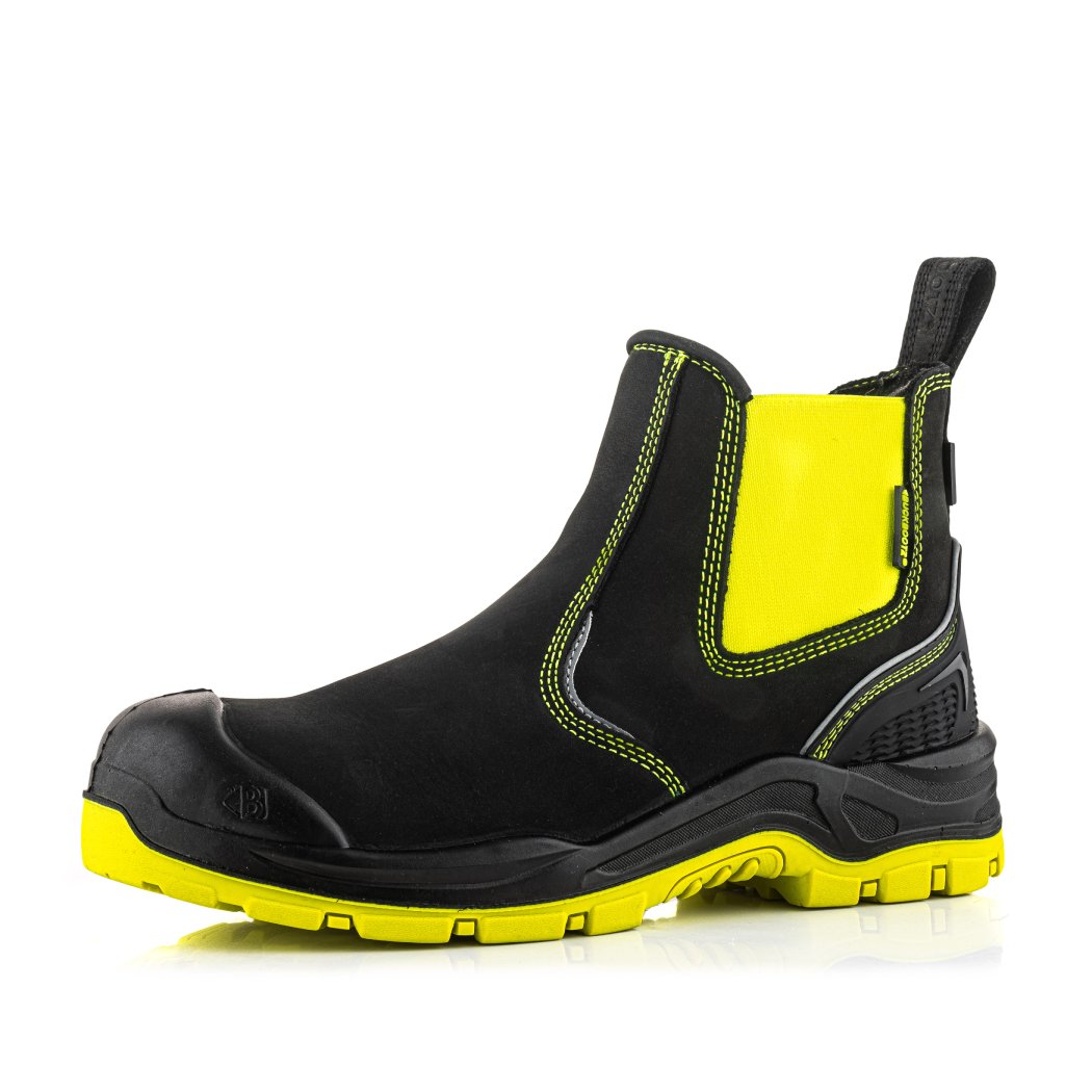 BVIZ3BKYL Dealer Boot, Black HI Vis Yellow | Buckbootz