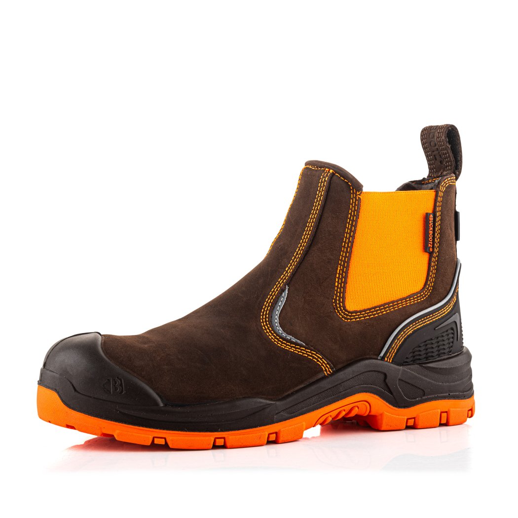 BVIZ3BROR Dealer Boot, Brown HI Viz Orange | Buckbootz