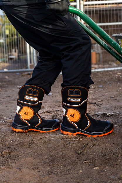 BVIZ5 BK OR Buckzviz Rigger Boot - Black HI Vis Orange