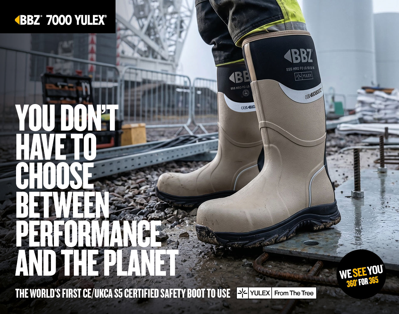 BBZ7000 STN YX (YULEX) Safety Safety Wellington Boot - Stone with Black