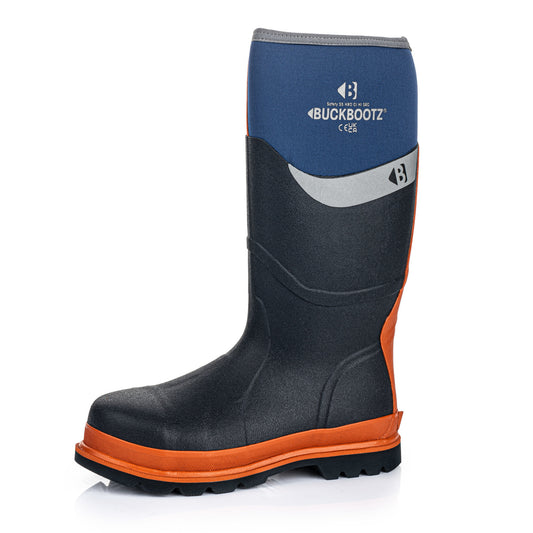 BBZ6000 BL Safety Safety Wellington Boot - Blue Orange Trim