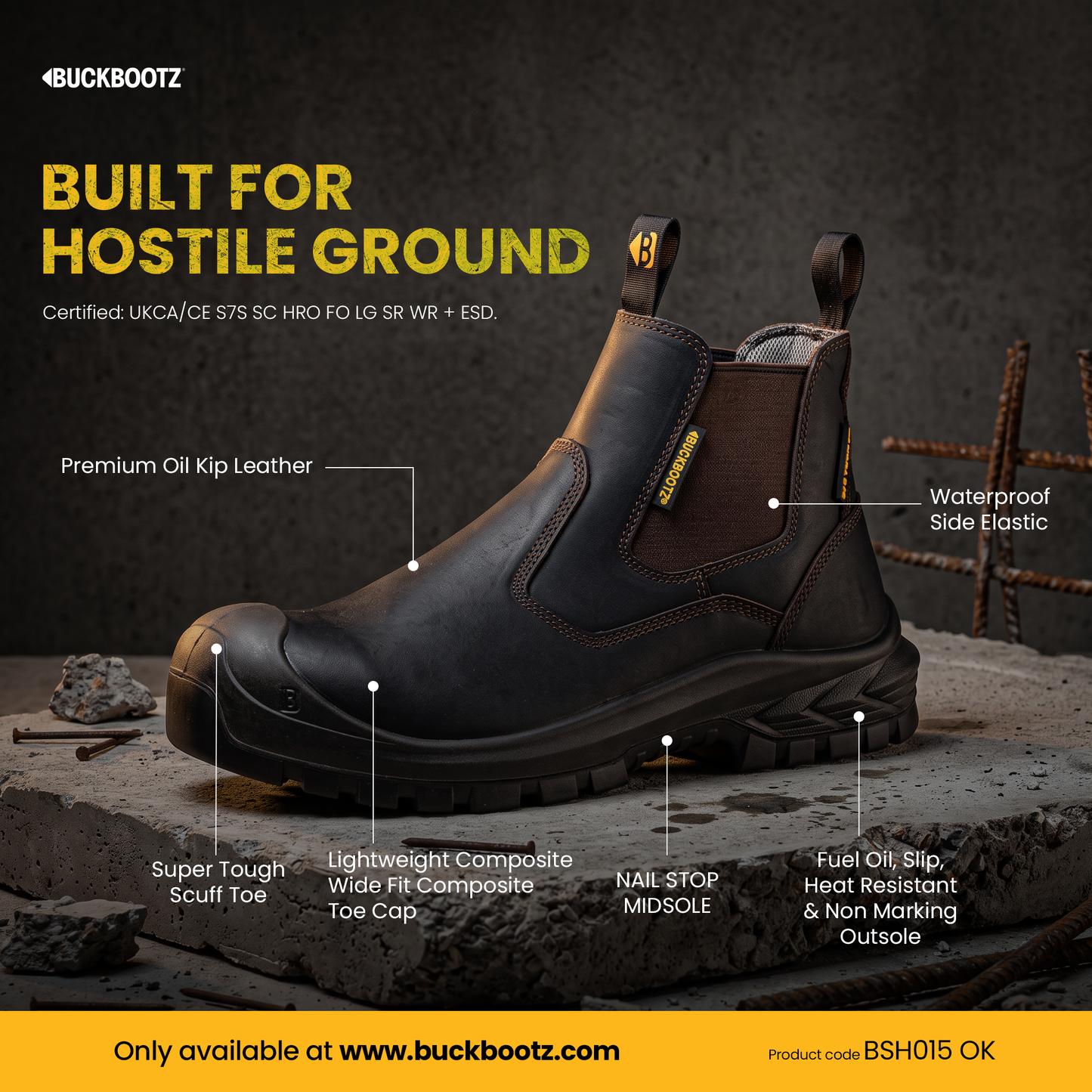 Buckbootz BSH015 OK Buckshot Dealer Boot, Dark Brown Oil Kip Leather