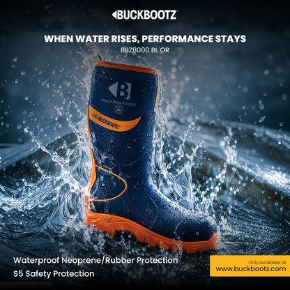 BBZ8000 BL OR Safety Safety Wellington Boot - Blue HI Vis Orange
