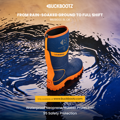 BBZ8000 BL OR Safety Safety Wellington Boot - Blue HI Vis Orange