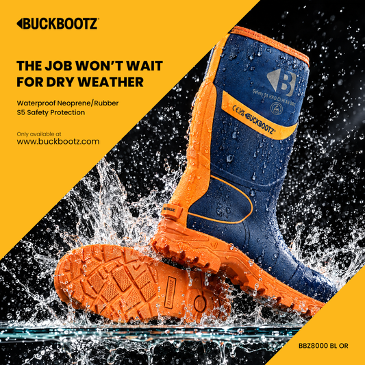 BBZ8000 BL OR Safety Safety Wellington Boot - Blue HI Vis Orange