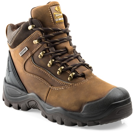 BSH002 S3 Brown Hiker Style Waterproof Safety Lace Boot